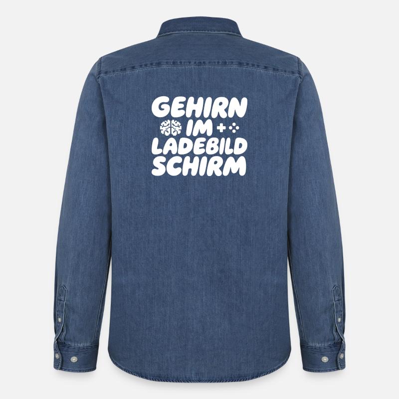 Brain in the loading screen - Men’s Organic Denim Shirt by Stanley/Stella - mid washy