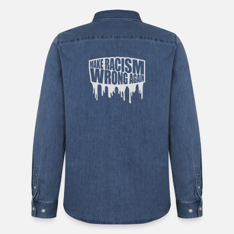 make racism wrong again - Männer Jeanshemd Organic von Stanley/Stella - verwaschenes Mittelblau