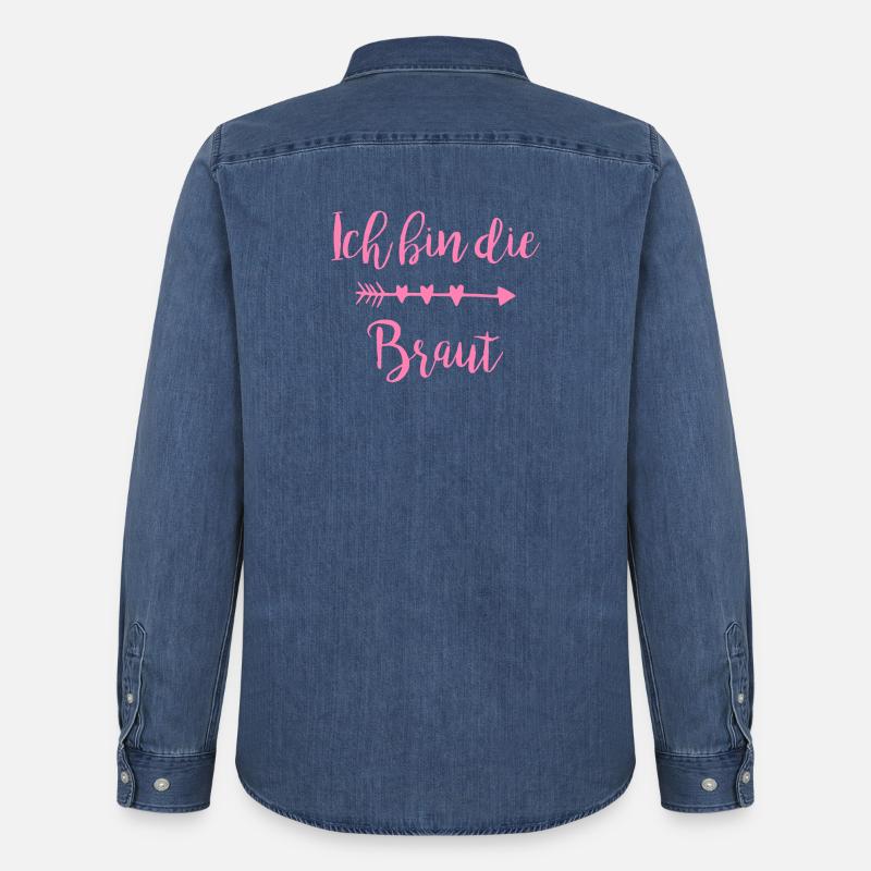 Ich bin die Braut Herzpfeil Script - Männer Jeanshemd Organic von Stanley/Stella - verwaschenes Mittelblau 