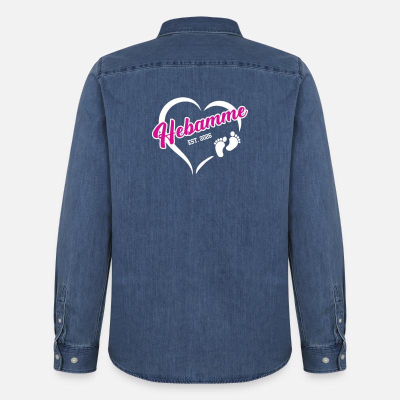 Hebamme 2026 Beruf Hebammenstudium Geburtshilfe - Männer Jeanshemd Organic von Stanley/Stella - verwaschenes Mittelblau 