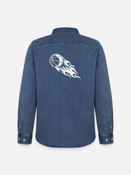 Basketball Fire - Men’s Organic Denim Shirt by Stanley/Stella - mid washy