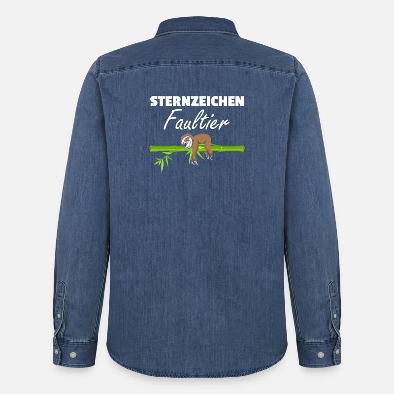 Sternzeichen Faultier Loading - Männer Jeanshemd Organic von Stanley/Stella - verwaschenes Mittelblau 
