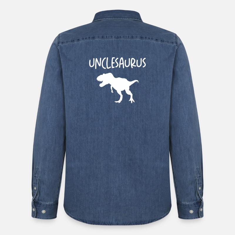 Unclesaurus T-Rex - Männer Jeanshemd Organic von Stanley/Stella - verwaschenes Mittelblau