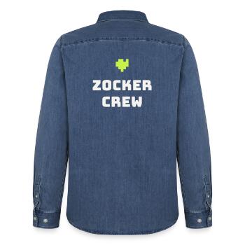 Gamer Crew Gamer Gaming Pixel Console Cadeau - Chemise en denim homme bio Stanley/Stella - bleu moyen délavé  - Dos - AI Model Male 185 light (185cm)