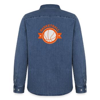 Basketball - Basket Ball - Game - Sport - Player - Men’s Organic Denim Shirt by Stanley/Stella - mid washy  - Back - AI Model Male 185 light (185cm)