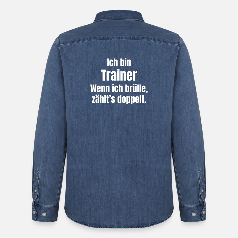Ich bin Trainer Spruch Shirt - Männer Jeanshemd Organic von Stanley/Stella - verwaschenes Mittelblau 