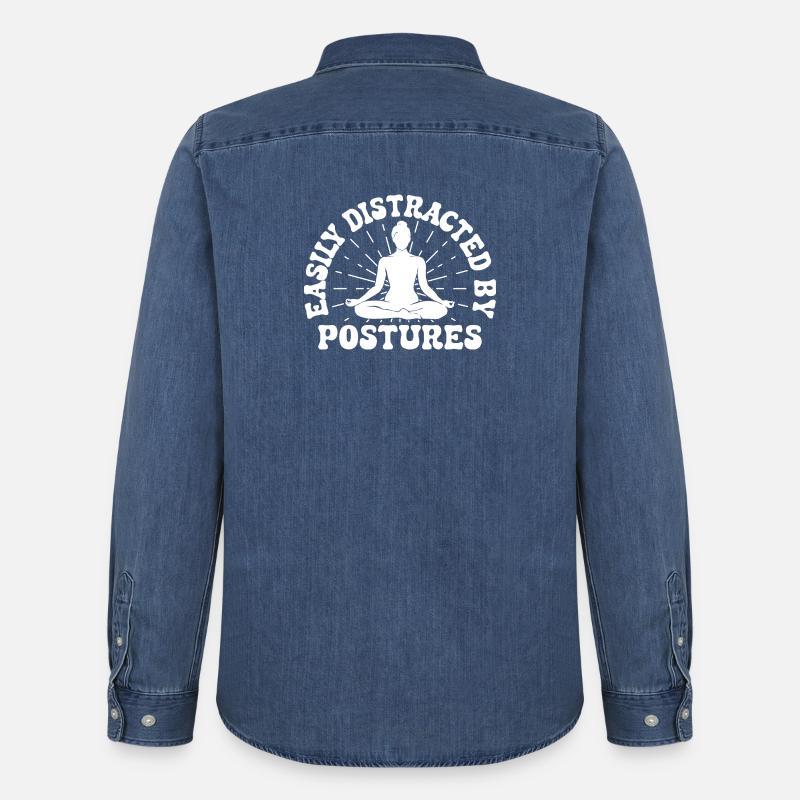 Pilates Enthusiasts Easily Distracted By Postures - Männer Jeanshemd Organic von Stanley/Stella - verwaschenes Mittelblau 