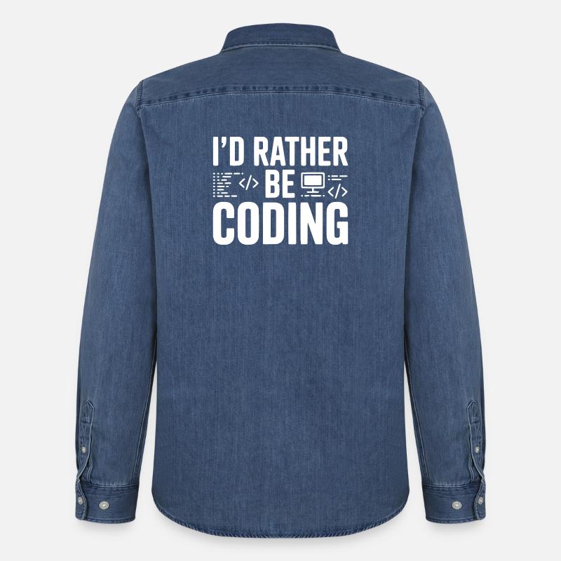 Je préfère coder - Chemise en denim homme bio Stanley/Stella - bleu moyen délavé 