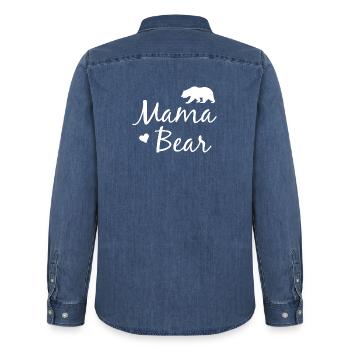 Mama Bear - Mama Bear - Chemise en denim homme bio Stanley/Stella - bleu moyen délavé  - Dos - AI Model Male 185 light (185cm)