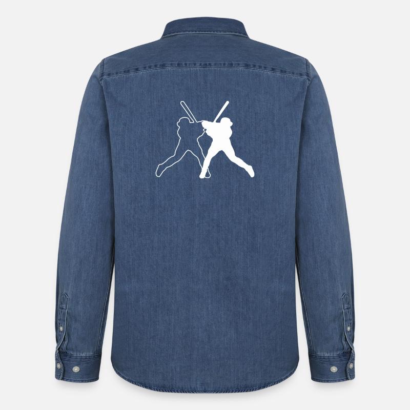 Baseball Ball Logo - Männer Jeanshemd Organic von Stanley/Stella - verwaschenes Mittelblau 