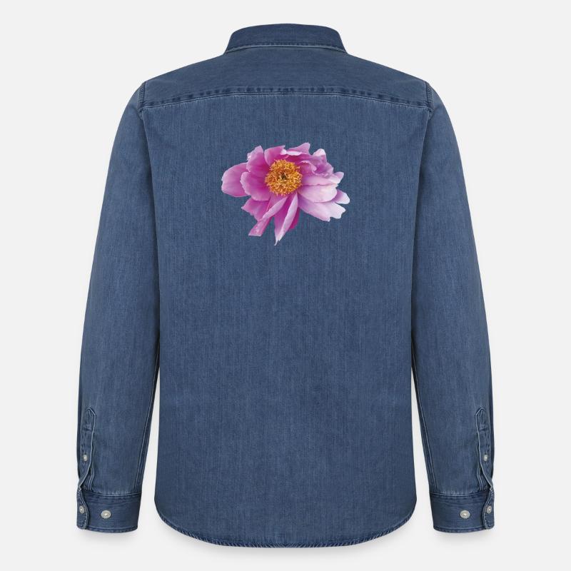 Peony_Dancing_in_Wind - Männer Jeanshemd Organic von Stanley/Stella - verwaschenes Mittelblau 