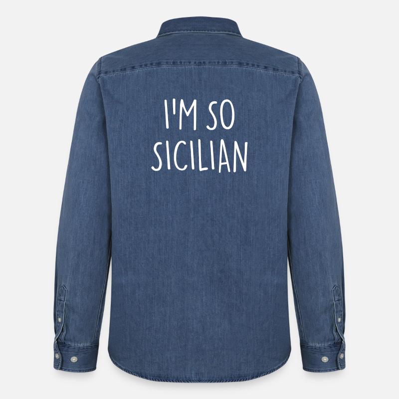 SONO COSÌ SICILIANO Siciliani Sicilia - Camicia in denim uomo bio di Stanley/Stella - blu medio slavato