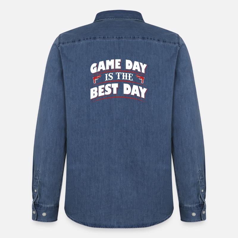 Game Day Ist Das Beste - Männer Jeanshemd Organic von Stanley/Stella - verwaschenes Mittelblau