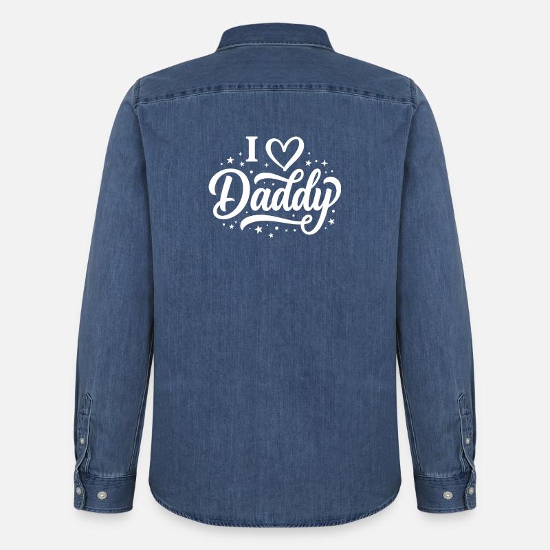 I Love Daddy Script Tee - Männer Jeanshemd Organic von Stanley/Stella - verwaschenes Mittelblau 