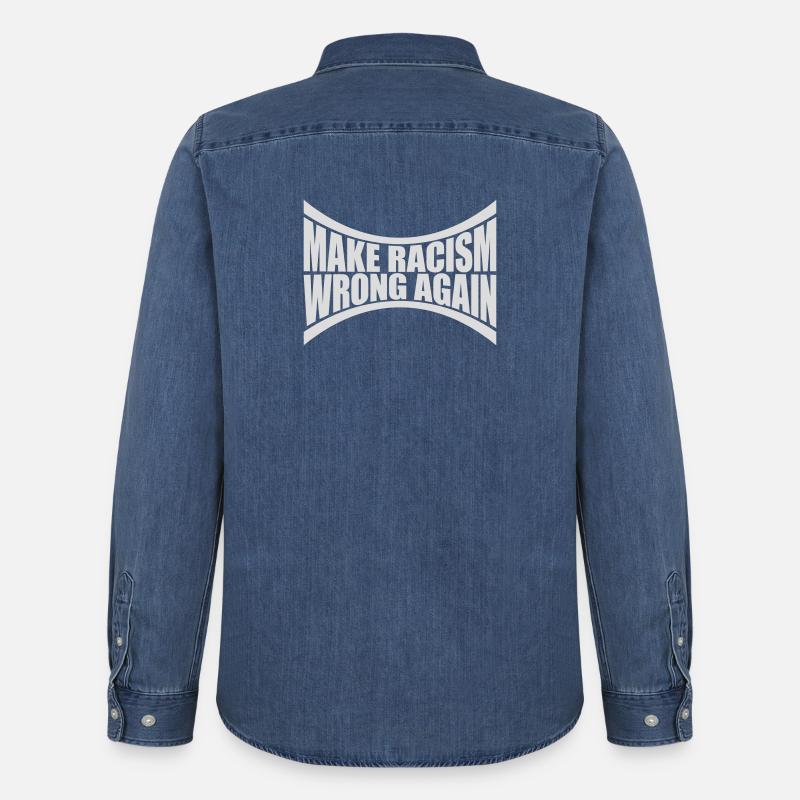 make racism wrong again - Männer Jeanshemd Organic von Stanley/Stella - verwaschenes Mittelblau 