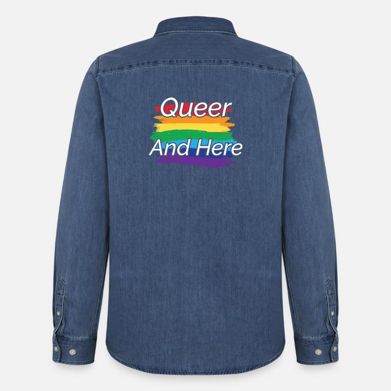 Queer Pride Regenbogen Design - Männer Jeanshemd Organic von Stanley/Stella - verwaschenes Mittelblau