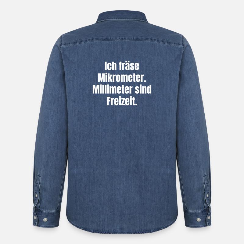 Mikrometer Freizeit Spruch - Männer Jeanshemd Organic von Stanley/Stella - verwaschenes Mittelblau 