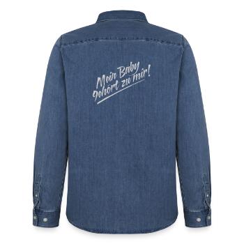 Mon bébé - Chemise en denim homme bio Stanley/Stella - bleu moyen délavé  - Dos - AI Model Male 185 light (185cm)