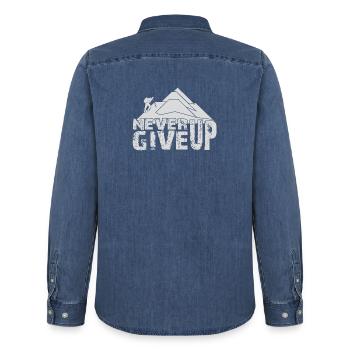 ESCALADE, ESCALADE, ESCALADE - Chemise en denim homme bio Stanley/Stella - bleu moyen délavé  - Dos - AI Model Male 185 light (185cm)