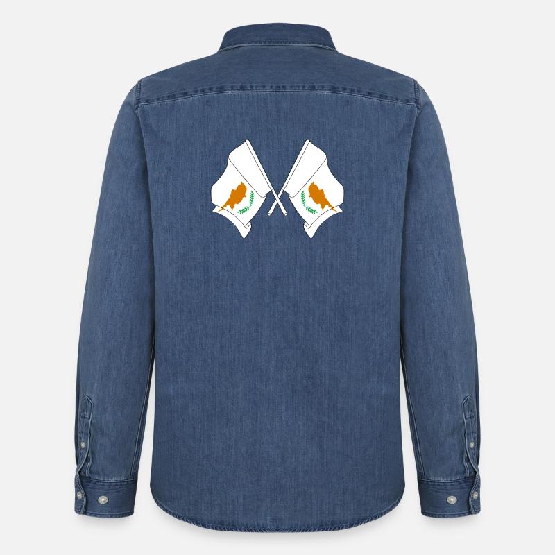 Zwei Flaggen Zypern - Männer Jeanshemd Organic von Stanley/Stella - verwaschenes Mittelblau 