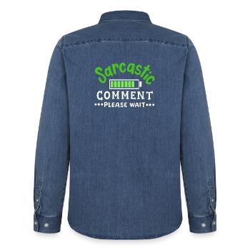 sarkastisch lustig Sarkasmus - Männer Jeanshemd Organic von Stanley/Stella - verwaschenes Mittelblau  - Hinten - AI Model Male 185 light (185cm)