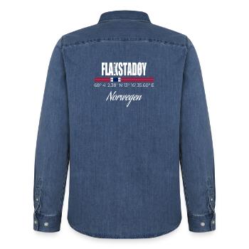 FLAKSTADØY - Männer Jeanshemd Organic von Stanley/Stella - verwaschenes Mittelblau  - Hinten - AI Model Male 185 light (185cm)