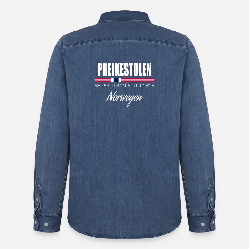 Preikestolen - Männer Jeanshemd Organic von Stanley/Stella - verwaschenes Mittelblau 