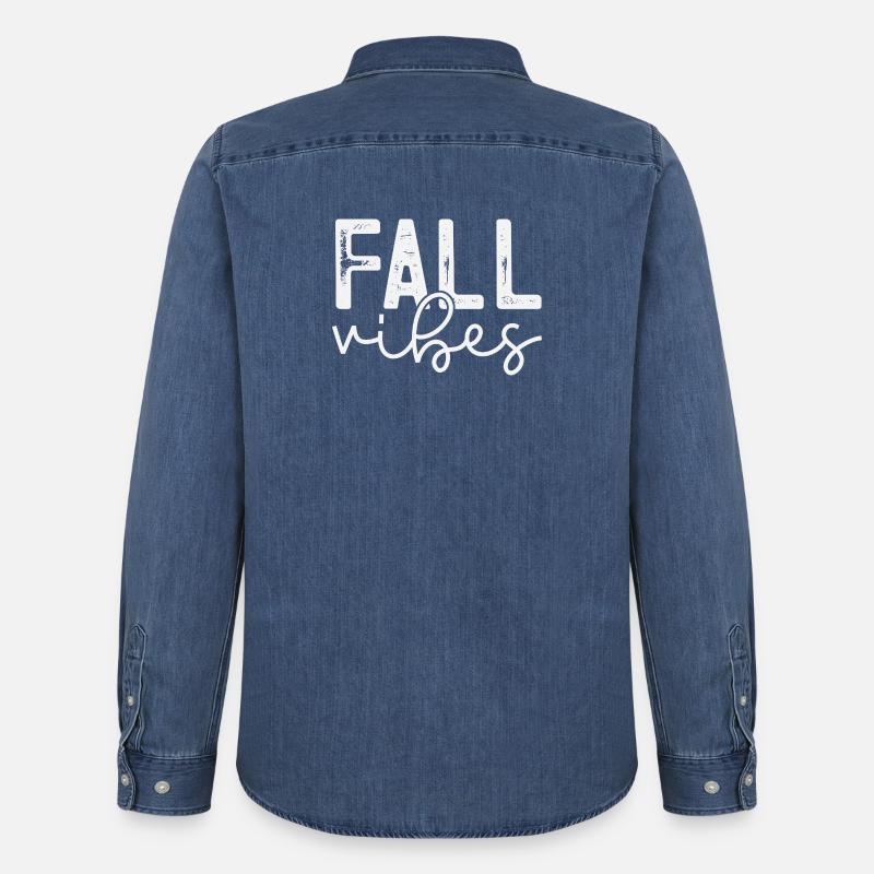 Fall Vibes Snake Pattern Design - Chemise en denim homme bio Stanley/Stella - bleu moyen délavé 