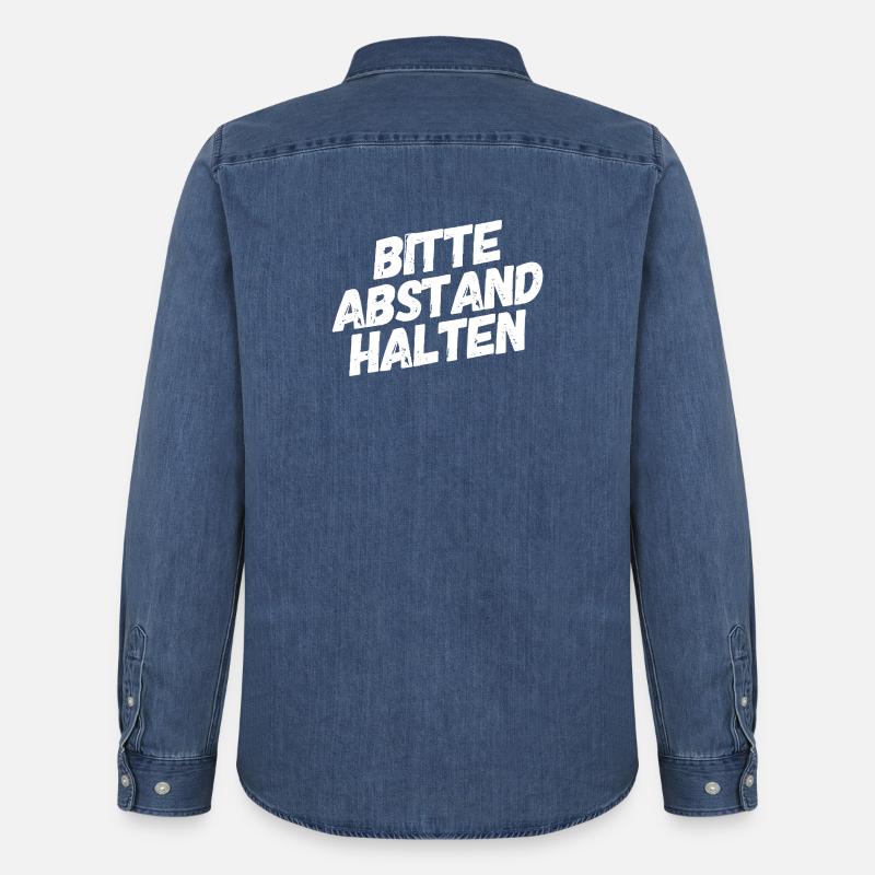 Bitte Abstand halten - Männer Jeanshemd Organic von Stanley/Stella - verwaschenes Mittelblau 