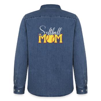 Emblème de maman de softball - Chemise en denim homme bio Stanley/Stella - bleu moyen délavé  - Dos - AI Model Male 185 light (185cm)
