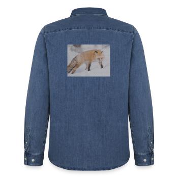 Geometrischer Fuchs - Männer Jeanshemd Organic von Stanley/Stella - verwaschenes Mittelblau  - Hinten - AI Model Male 185 light (185cm)