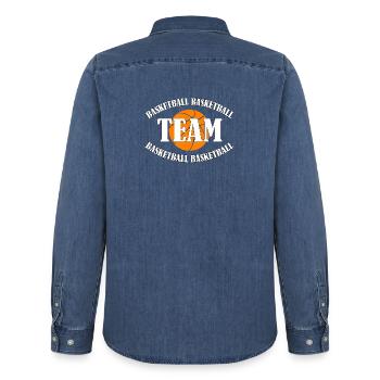 Équipe de basket-ball - Chemise en denim homme bio Stanley/Stella - bleu moyen délavé  - Dos - AI Model Male 185 light (185cm)