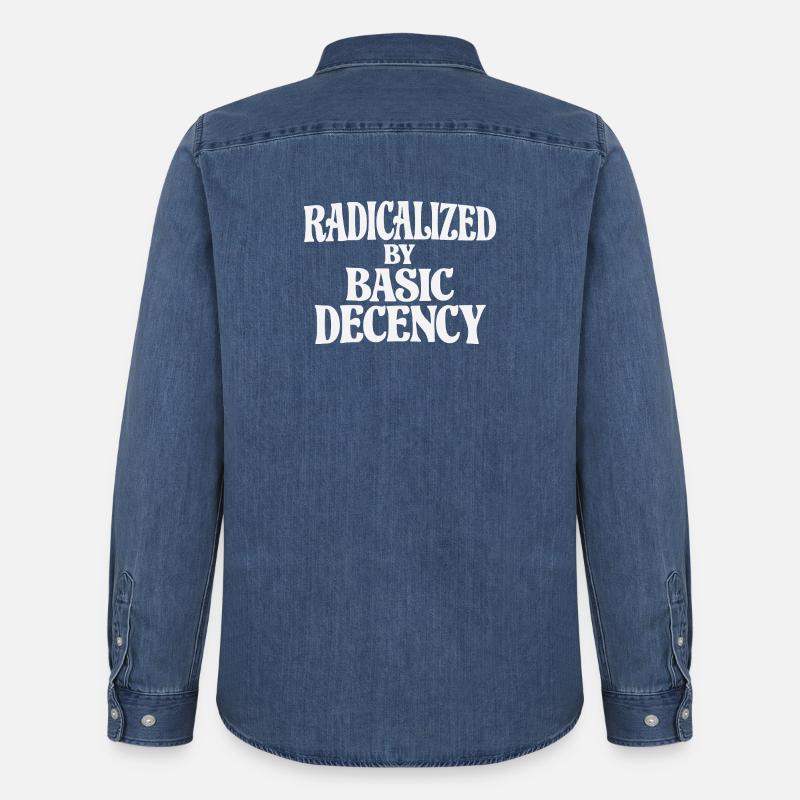 Radicalized by Basic Decency - Men’s Organic Denim Shirt by Stanley/Stella - mid washy 