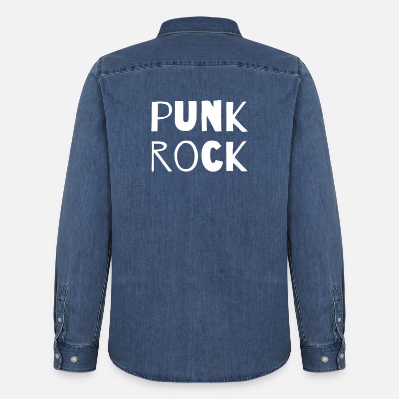 Punkrock Mutige Typografie - Männer Jeanshemd Organic von Stanley/Stella - verwaschenes Mittelblau 