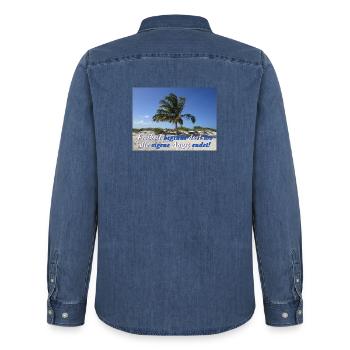 Freiheit - Männer Jeanshemd Organic von Stanley/Stella - verwaschenes Mittelblau  - Hinten - AI Model Male 185 light (185cm)