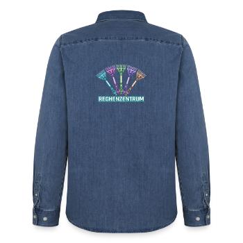 Leiter Vom Rechenzentrum Gartenarbeit Gärtner - Männer Jeanshemd Organic von Stanley/Stella - verwaschenes Mittelblau  - Hinten - AI Model Male 185 light (185cm)