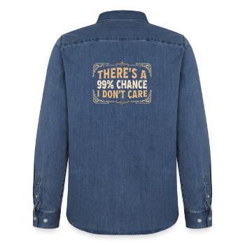 99 Prozent Chance, dass es mir egal ist - Männer Jeanshemd Organic von Stanley/Stella - verwaschenes Mittelblau  - Hinten - AI Model Male 185 light (185cm)