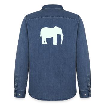 Elefant Silhouette - Männer Jeanshemd Organic von Stanley/Stella - verwaschenes Mittelblau  - Hinten - AI Model Male 185 light (185cm)