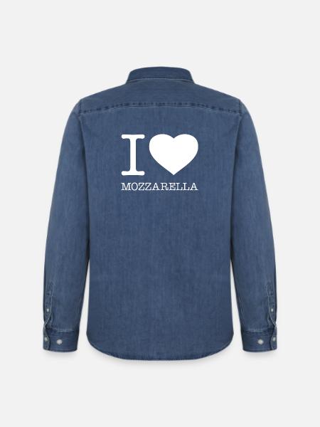 I LOVE MOZZARELLA - Men’s Organic Denim Shirt by Stanley/Stella - mid washy 