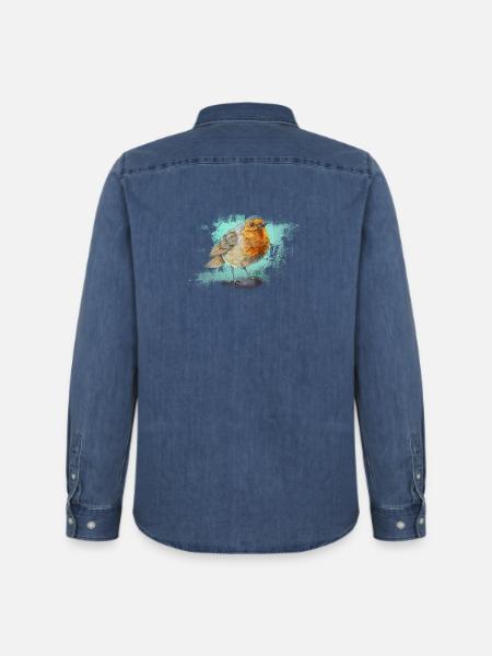 Das Rotkelchen - Männer Jeanshemd Organic von Stanley/Stella - verwaschenes Mittelblau 