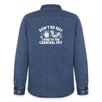 Circus Graphic Come To The Carnival Fry Circus - Männer Jeanshemd Organic von Stanley/Stella - verwaschenes Mittelblau  - Hinten - AI Model Male 185 light (185cm)