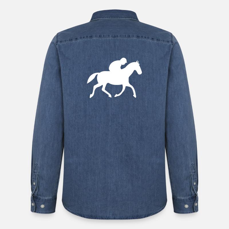 Pferde - Männer Jeanshemd Organic von Stanley/Stella - verwaschenes Mittelblau 