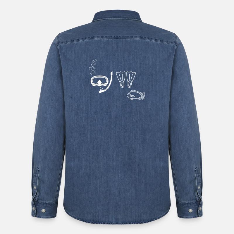 Tauchen – Geschenkidee - Männer Jeanshemd Organic von Stanley/Stella - verwaschenes Mittelblau 