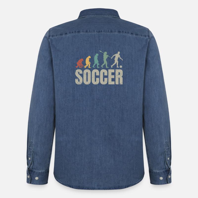 Fußball Evolution | Soccer Evolution - Männer Jeanshemd Organic von Stanley/Stella - verwaschenes Mittelblau 