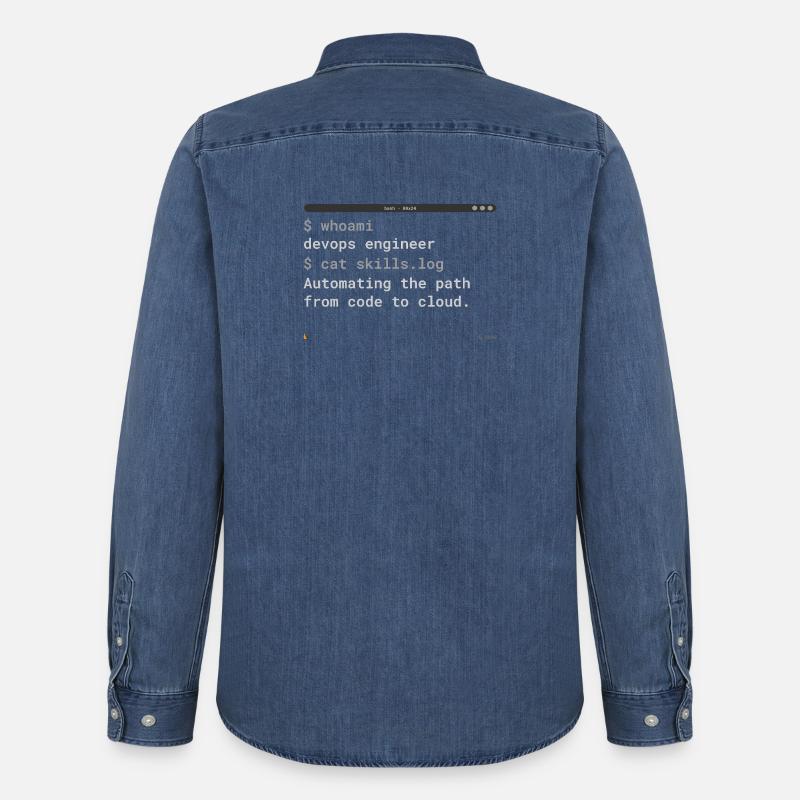 DevOps Engineer Terminal - IT Design - Men’s Organic Denim Shirt by Stanley/Stella - mid washy