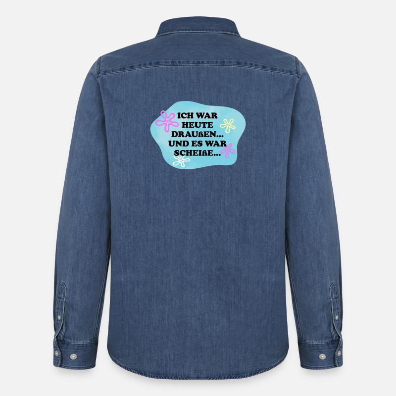 Ich war draußen | Sarkasmus Retro Meme - Männer Jeanshemd Organic von Stanley/Stella - verwaschenes Mittelblau 