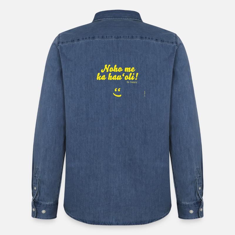 Noho me ka hau'oli! - Männer Jeanshemd Organic von Stanley/Stella - verwaschenes Mittelblau 
