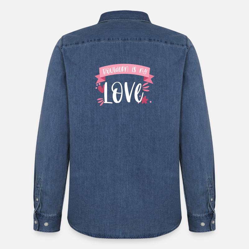 Bouldern Berge Klettern Boulderin Geschenk - Männer Jeanshemd Organic von Stanley/Stella - verwaschenes Mittelblau 