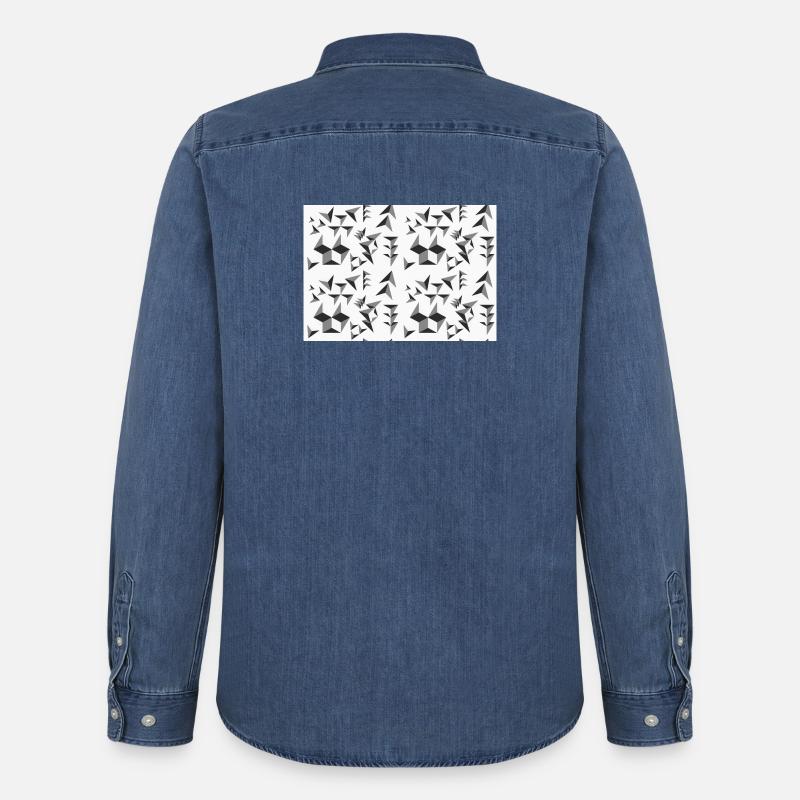 Piramidi modello Deco in bianco e nero - Camicia in denim Stanley/Stella - blu medio slavato 
