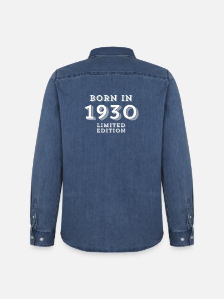94 Jahre, Geburtsdatum, Geburtsjahr - Männer Jeanshemd Organic von Stanley/Stella - verwaschenes Mittelblau